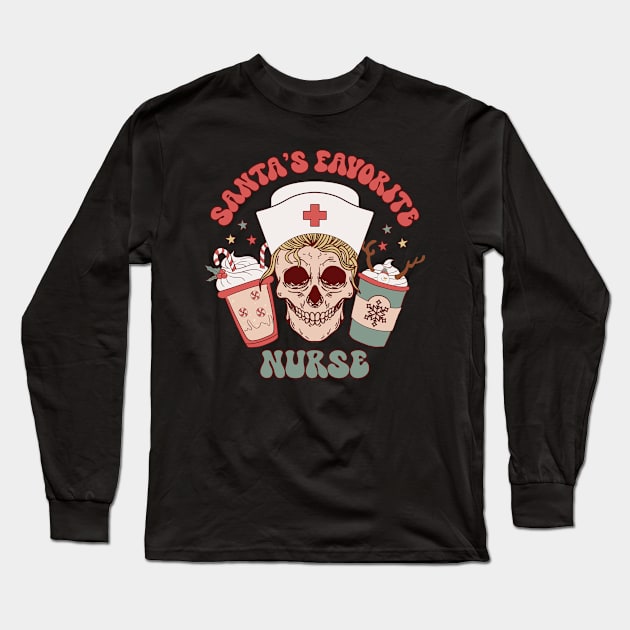 Santa's Favorite Nurse Long Sleeve T-Shirt by MZeeDesigns